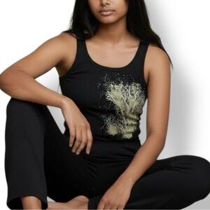 4/$20 Capezio Allegro Black Tank Top – Gold Tree Graphic – 100% Cotton – Size L